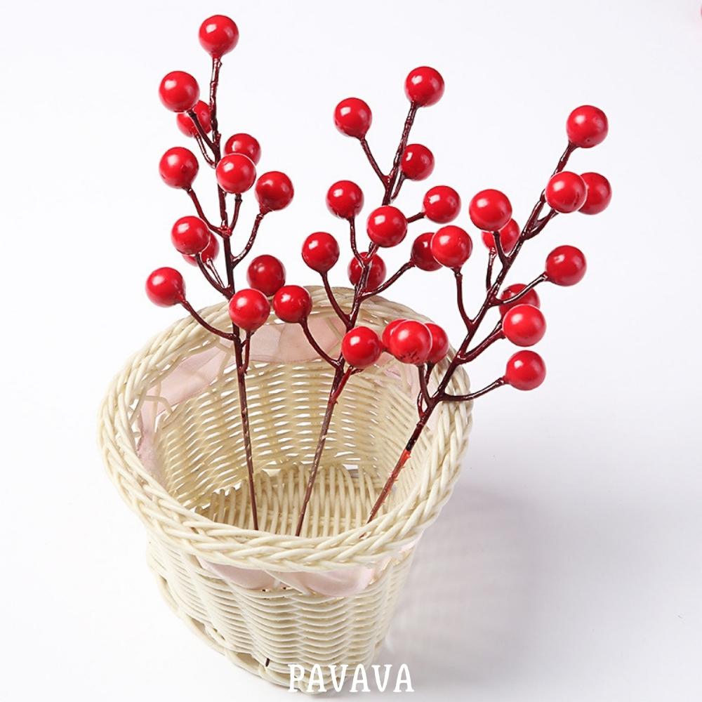 Nhánh cành đào đông đỏ cành đào 12 nhành trang trí oản phụ kiện tết giỏ quà tết quả cherry đỏ