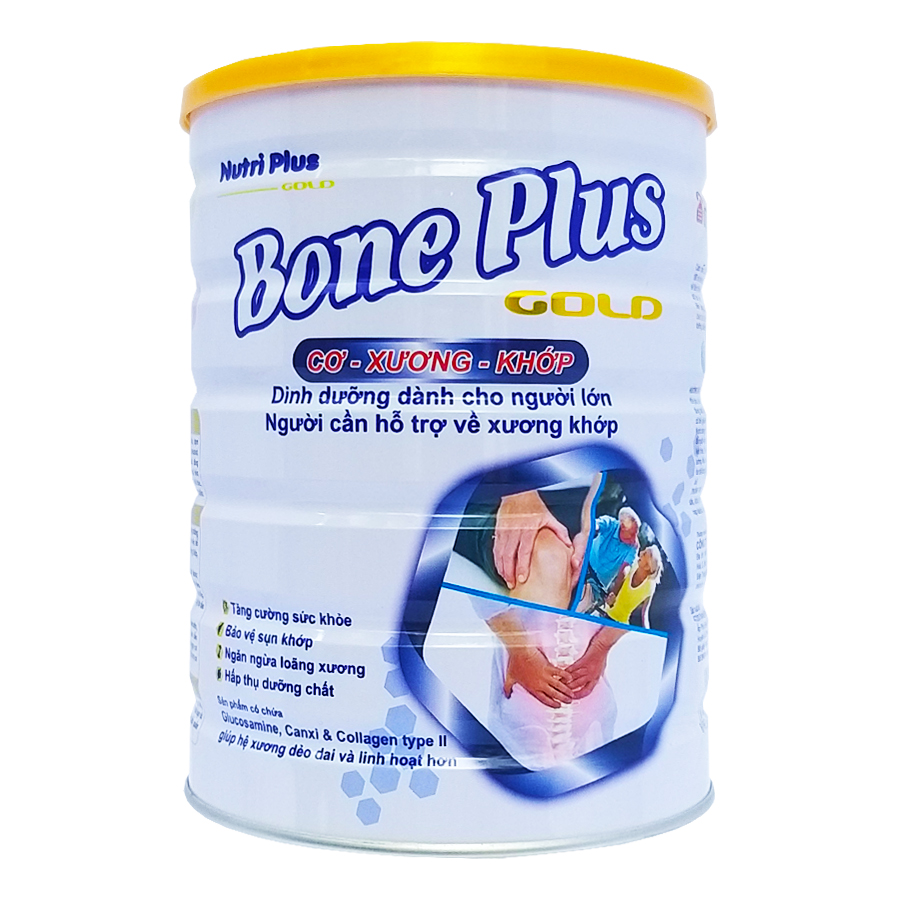 Sữa bột BONE PLUS dành cho người lớn tuổi, tăng cường cơ xương khớp NUTRI PLUS GOLD- 900G -Không dành cho trẻ dưới 2 tuổi- Tặng 1 Đai an toàn đi xe máy uni dry cho 100 khách hàng sớm nhất