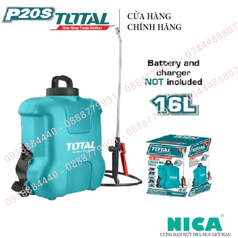 Bình xịt 16l dùng pin lithium s12 total tspli1211 kèm pin tbli12152 và sạc tcli12071