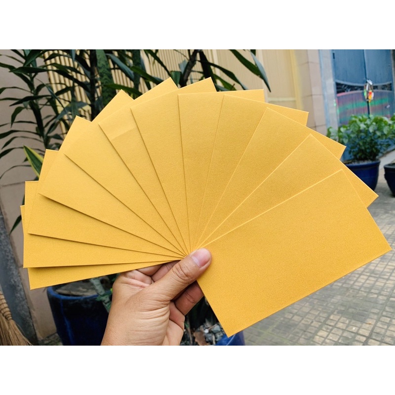 Xấp 10 bao lì xì vàng trơn để viết thư pháp
