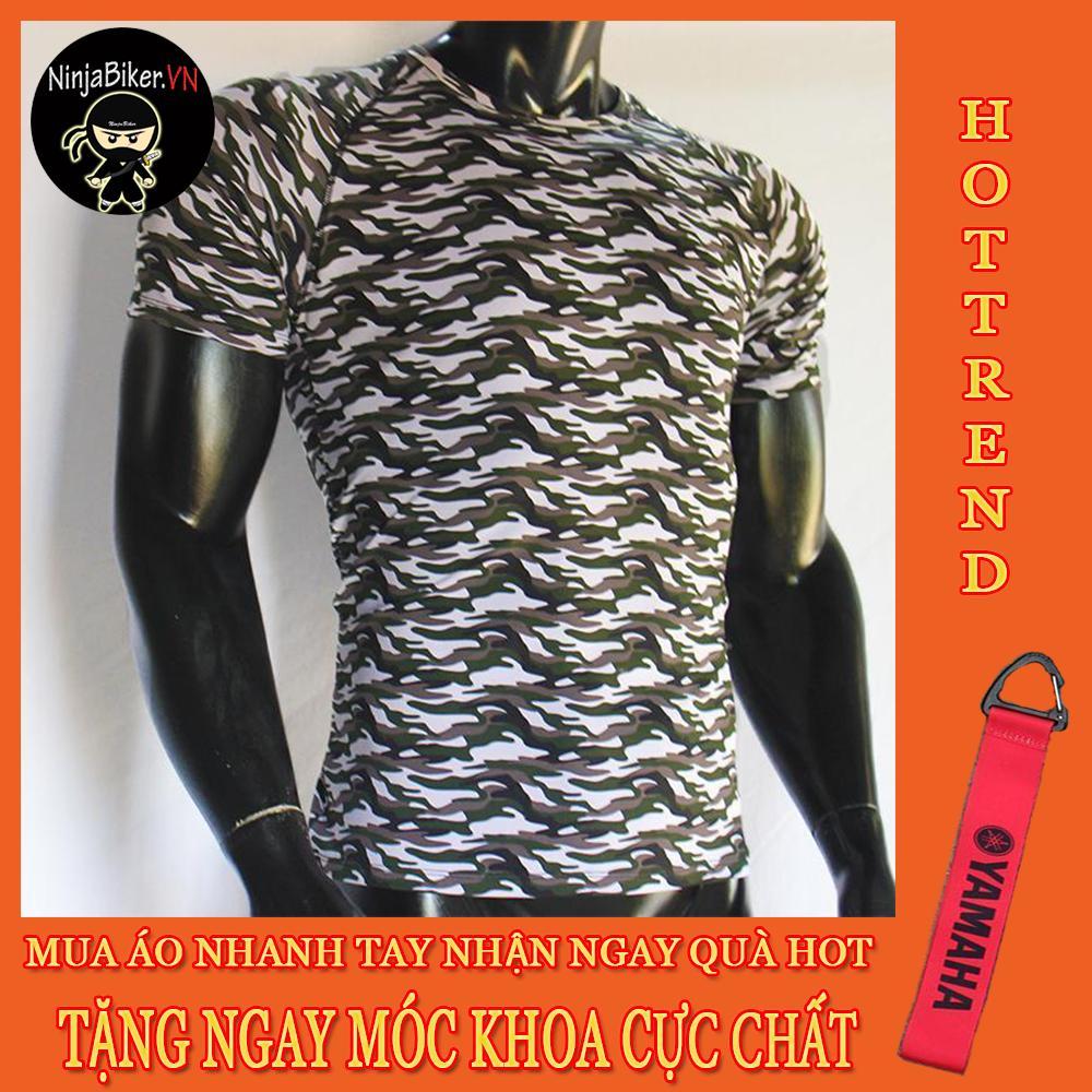 Áo thun lính ngắn tay rằn ri (xám đen)