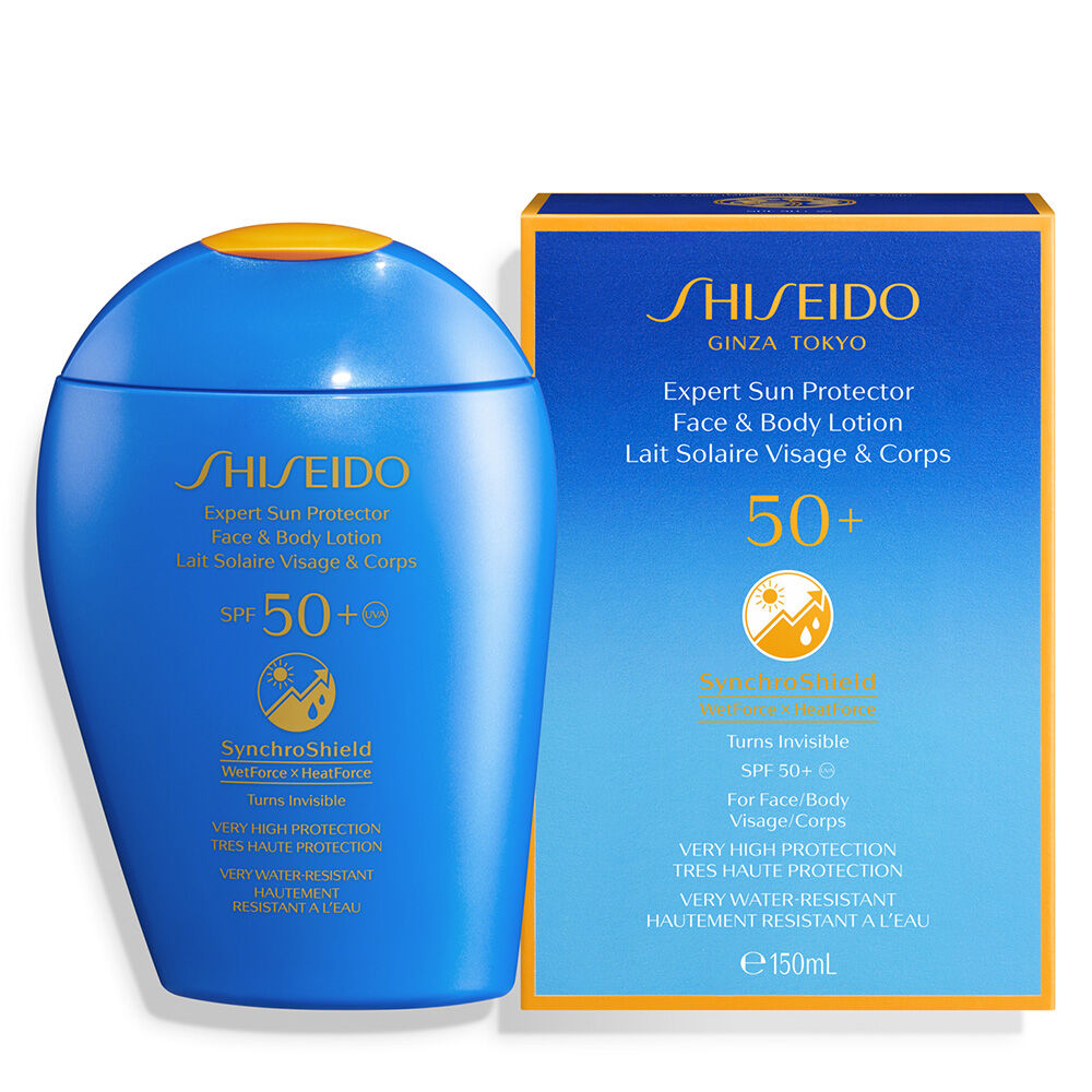 Kem chống nắng Shiseido Expert Sun Protector Face & Body Lotion Synchro Shield SPF50+ của Nhật tupe 150ml - dùng cho da mặt, cơ thể trẻ em và người lớn da nhạy cảm