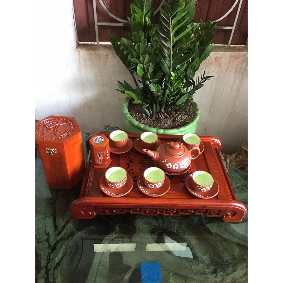 Khay trà gỗ hương cao câp - kt :dài 47 rộng 27 cm