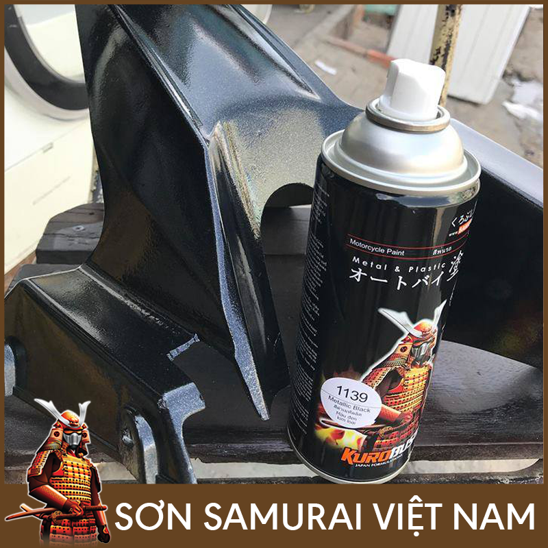 Sơn samurai màu đen ánh kim - Chai sơn màu đen kim loại 1139 sơn xịt samurai