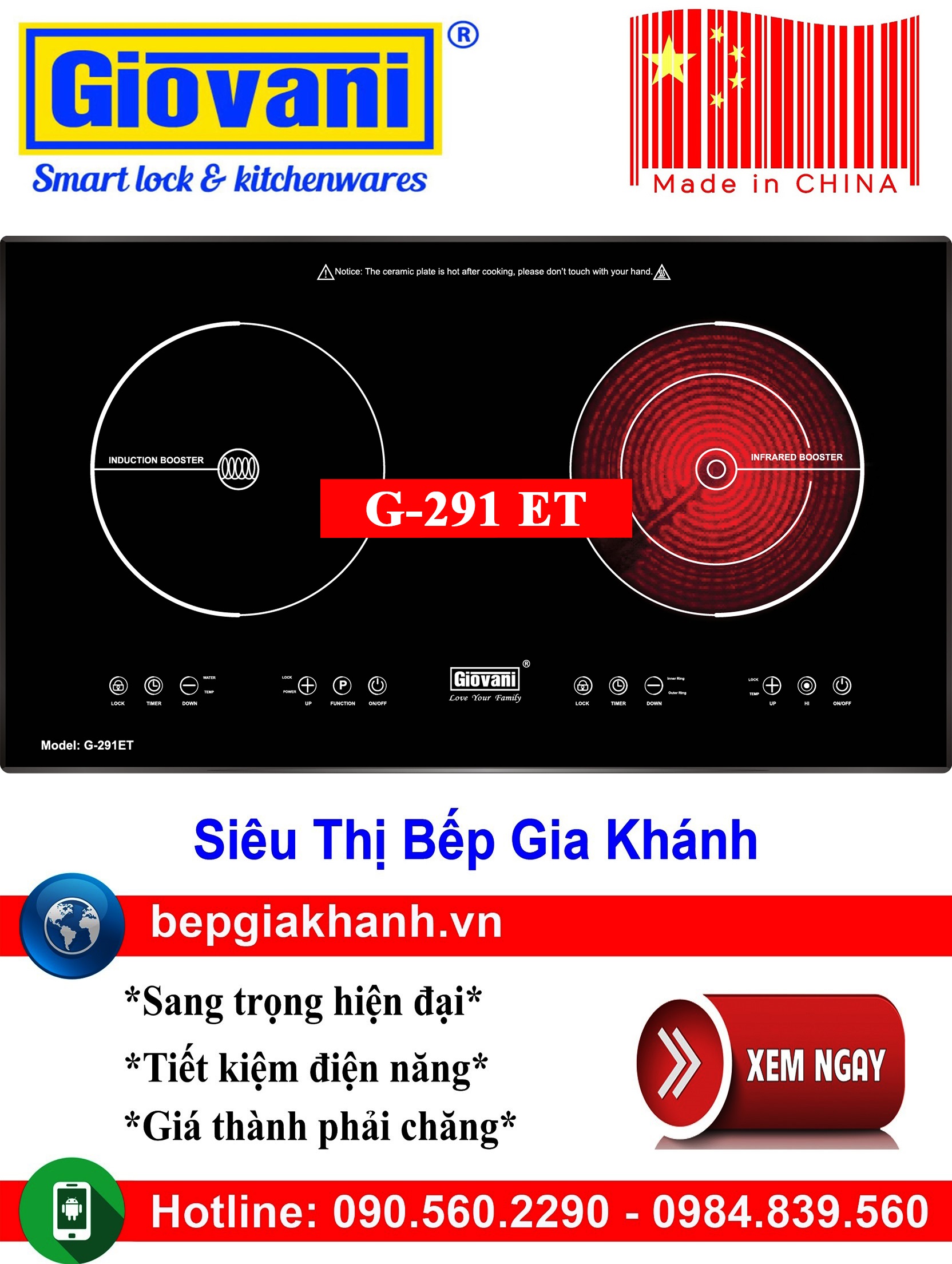 [HCM]Bếp điện từ đôi Giovani G-291 ET sản xuất Trung Quốc, bếp từ, bếp điện từ, bếp từ đôi, bếp điện từ đôi, bếp từ giá rẻ, bếp điện từ giá rẻ, bếp từ đơn, bep tu don, bep tu
