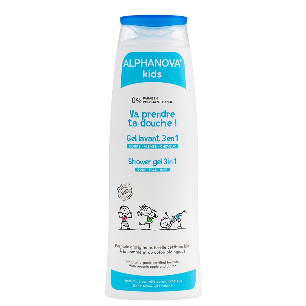 Sữa tắm gội hữu cơ trẻ em 3 trong 1 Alphanova Kids 250ml