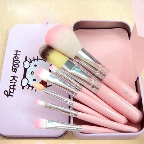Bộ cọ trang điểm 7 món hello kitty hộp thiếc đáng yêu xinh xắn tiện lợi