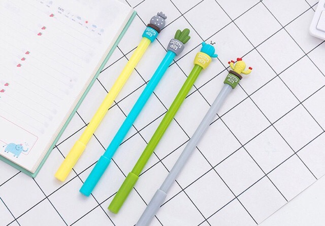 Bút viết mực nước Xương Rồng có 4 màu mực đen đỏ xanh tím - SakuraShop