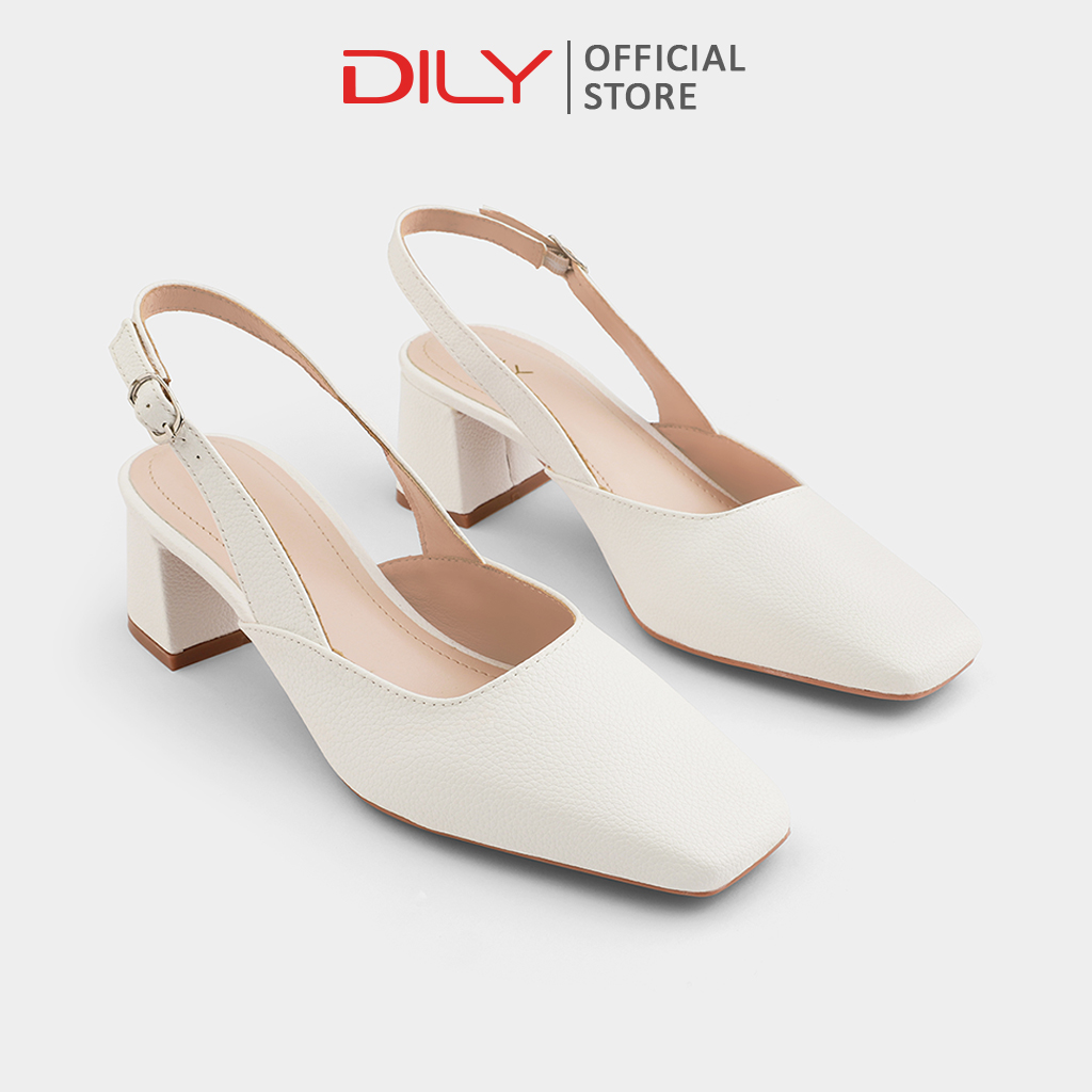 Giày cao gót nữ DILY quai hậu mũi vuông gót vuông thời trang cao 5cm_AA0349