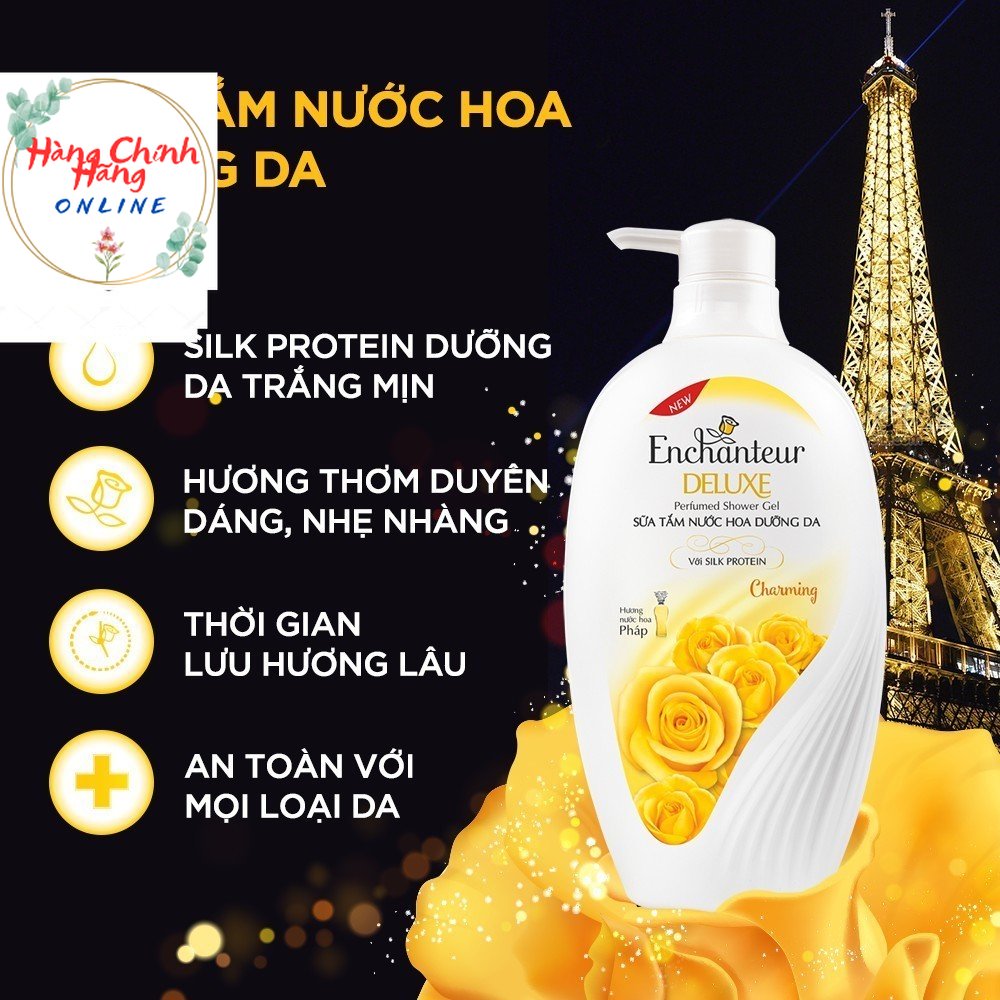 Chai sữa tắm nước hoa dưỡng da enchanteur deluxe 650gr- hương nước hoa pháp