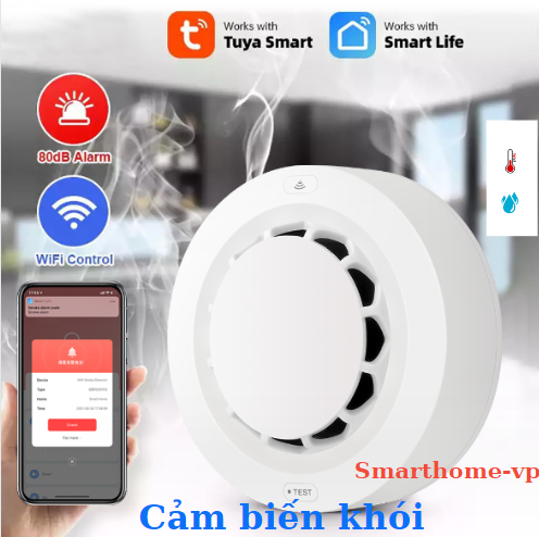 Cảm biến báo khói, báo nhiệt wifi,zigbee tuya/smartlife