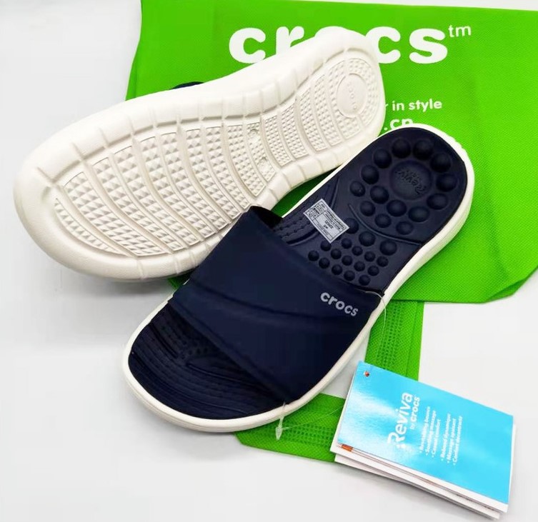 Giày dép crocs chuẩn xịn, chống hôi chân, nhựa tế bào êm, mềm, dẻo, bền, đi  mưa, lội nước, đi biển reviva slide màu navy 