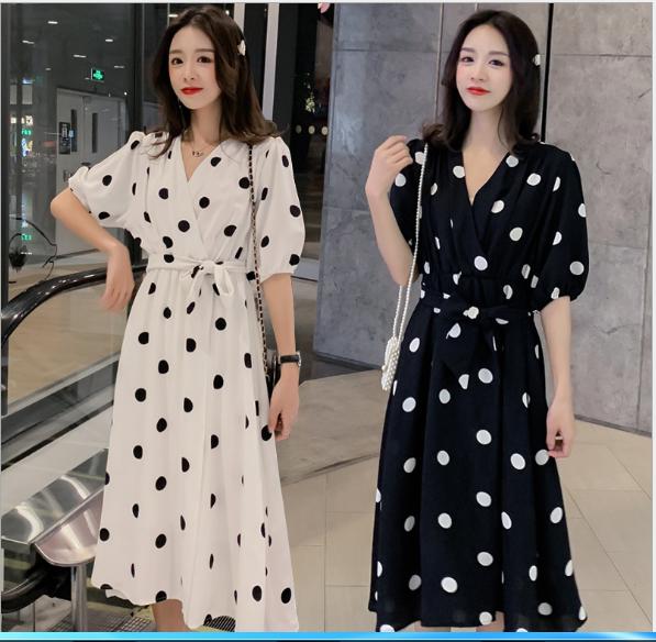 [HCM]ĐẦM BẦU VÁY BẦU CÔNG SỞ CHẤM BI TO 2 MÀU  ĐEN /TRẮNG