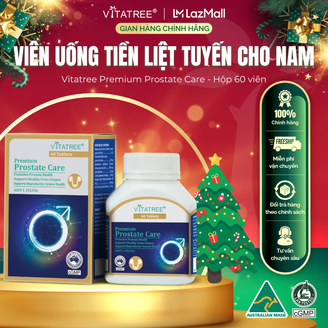 Viên uống hỗ trợ tuyến tiền liệt Vitatree Premium Prostate Care dành cho Nam giới - Xuất xứ Úc - Hộp 60 viên