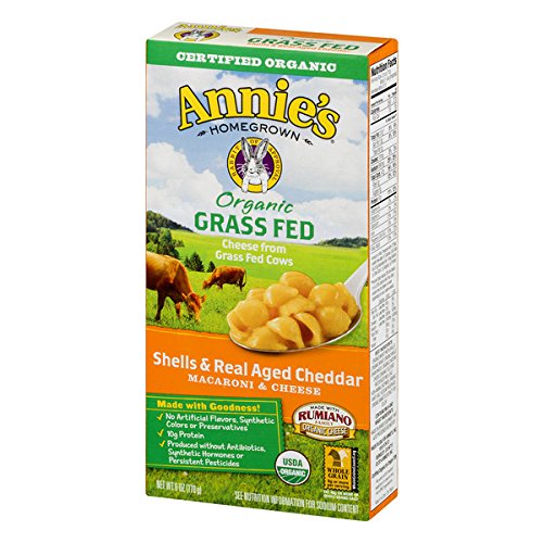 NUI PHÔ MAI ORGANIC Non-GMO Annie's Organic Shells and Real Aged Cheddar Macaroni and Cheese, Grass Fed, 170g (6oz)