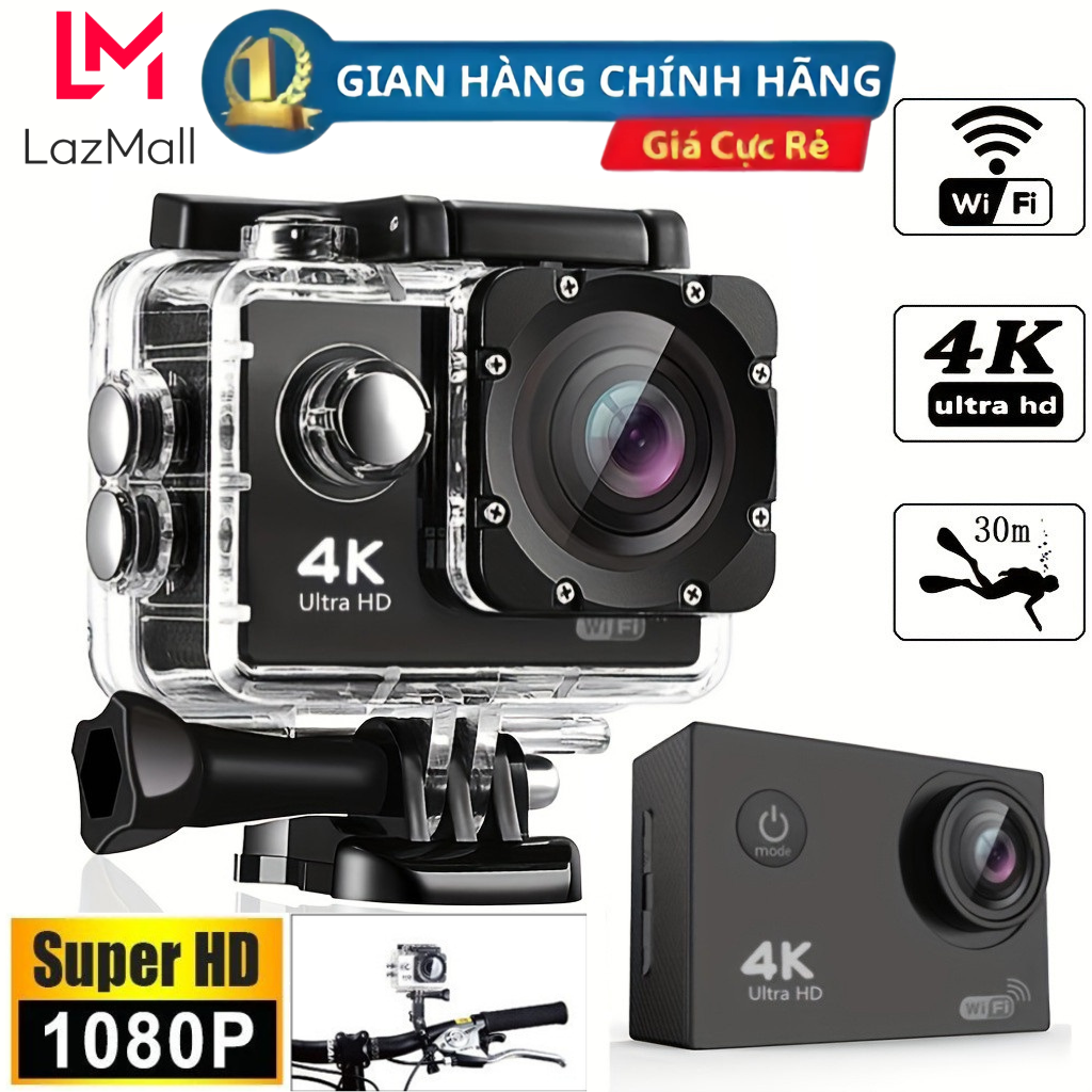 (LazMall CHÍNH HÃNG DEAL SỐC HÔM NAY) Camera Hành Trình Gắn Xe Máy LCD 1.5inch FullHD 1080P Màn Hình Sắc Nét Camera hành trình dân phượt CHỐNG NƯỚC CHỐNG RUNG gắn mũ bảo hiểm Sport camera 4K, Cam hành trình cho xe máy, xe đạp, đi phượt, du lịch ,THỢ LẶN