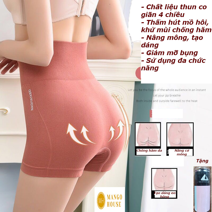 Quần nữ cạp cao nâng mông- Mango House shop-Co giãn tối đa, thoáng mát, thấm hút khử mùi mồ hôi, nâng cơ mông, giúp giảm béo vùng eo- Tặng kèm 1 hộp đựng có nắp vặn -quần tập nữ, quần nữ, quần nâng mông, quần lót, quần lót ththaoo