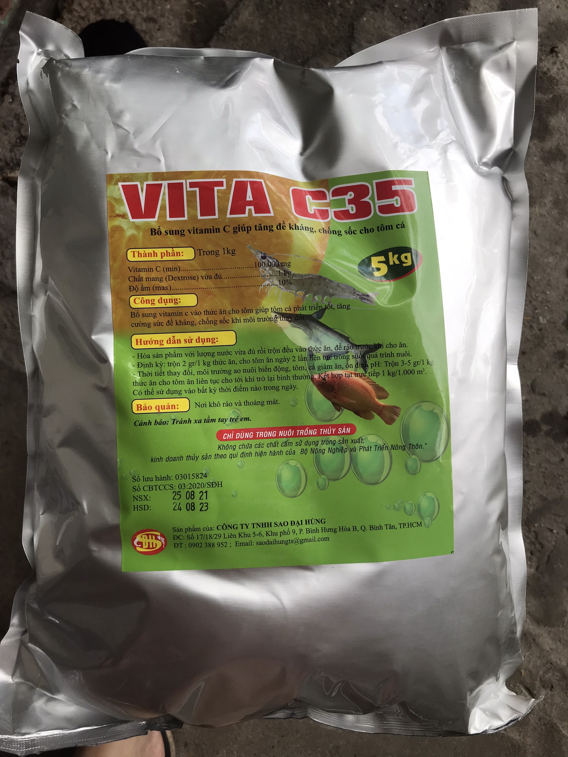 5kg vitamin C tạt dùng cho tôm cá, ao nuôi trồng thủy sản