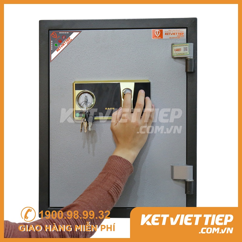 Két sắt vân tay thương hiệu việt tiệp kvt400-vt báo động chống trộm