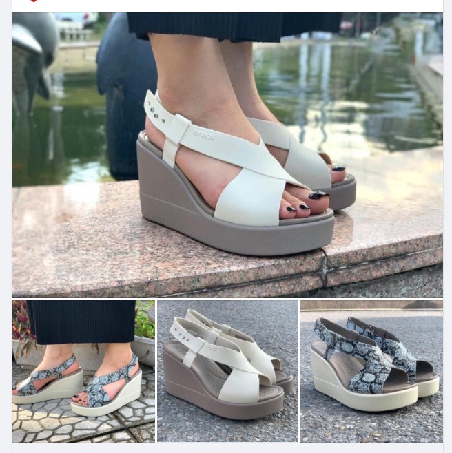 GIÀY SANDAL ĐẾ XUỒNG 8CM CHỐNG HÔI CHÂN CROCS BLOOKLYN HIGH  WEDGE NỮ