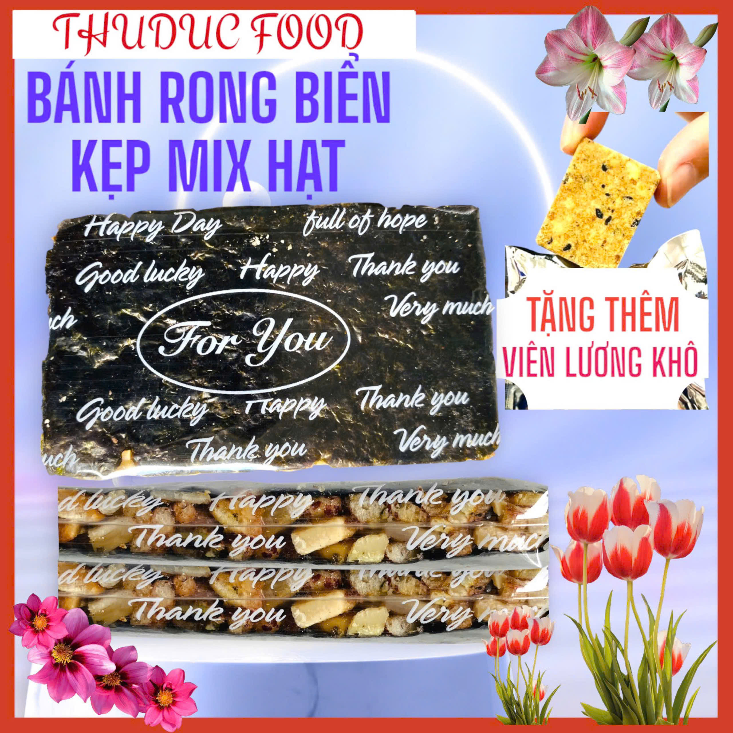  BÁNH RONG BIỂN KẸP Mix Hạt dinh dưỡng   Tặng 1 viên Lương khô  
