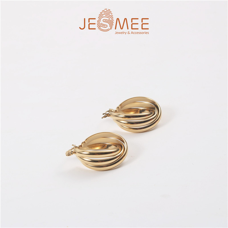 Khuyên tai wavy hoops xoắn sóng jesmee - e6574