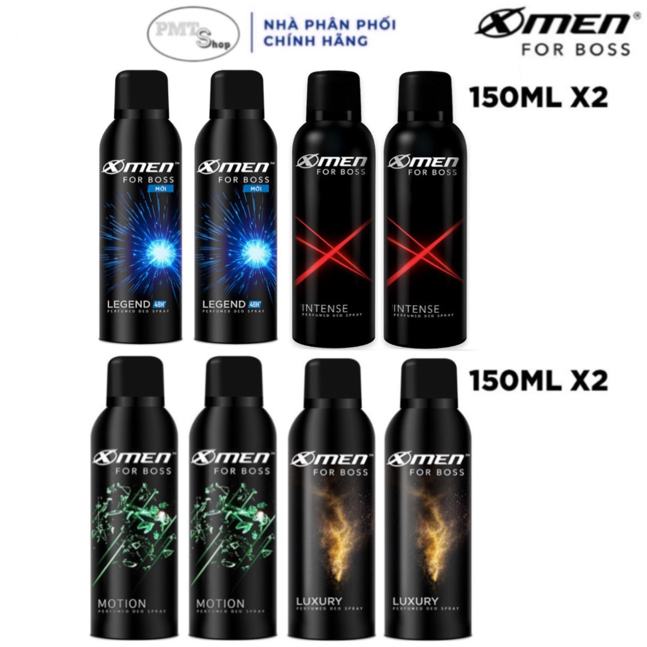 Combo 2 Xịt Khử Mùi X-Men For Boss 150ml Intense / Legend / Luxury / Motion Xmen