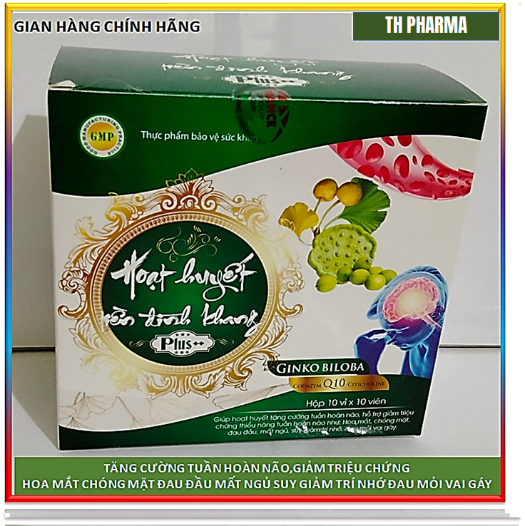 Hoạt Huyết Tiền Đình Khang với thành phần Ginkgo Biloba 360mg giúp giảm đau đầu, hoa mắt, chóng mặt, rối loạn tiền đình - Hộp 100 viên Ginkgo Biloba, cao đinh lăng, cao lạc tiên
