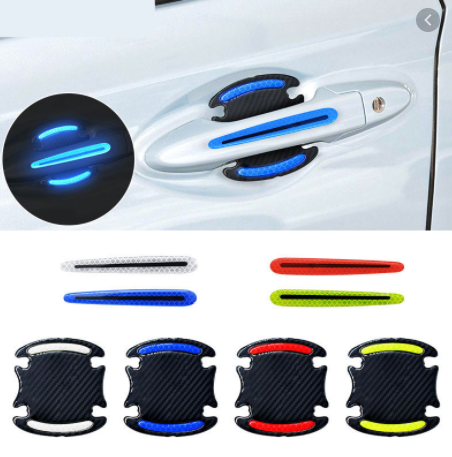 Bộ tem carbon có phản quang dán chông xước hõm 4 tay nắm cửa xe ô tô