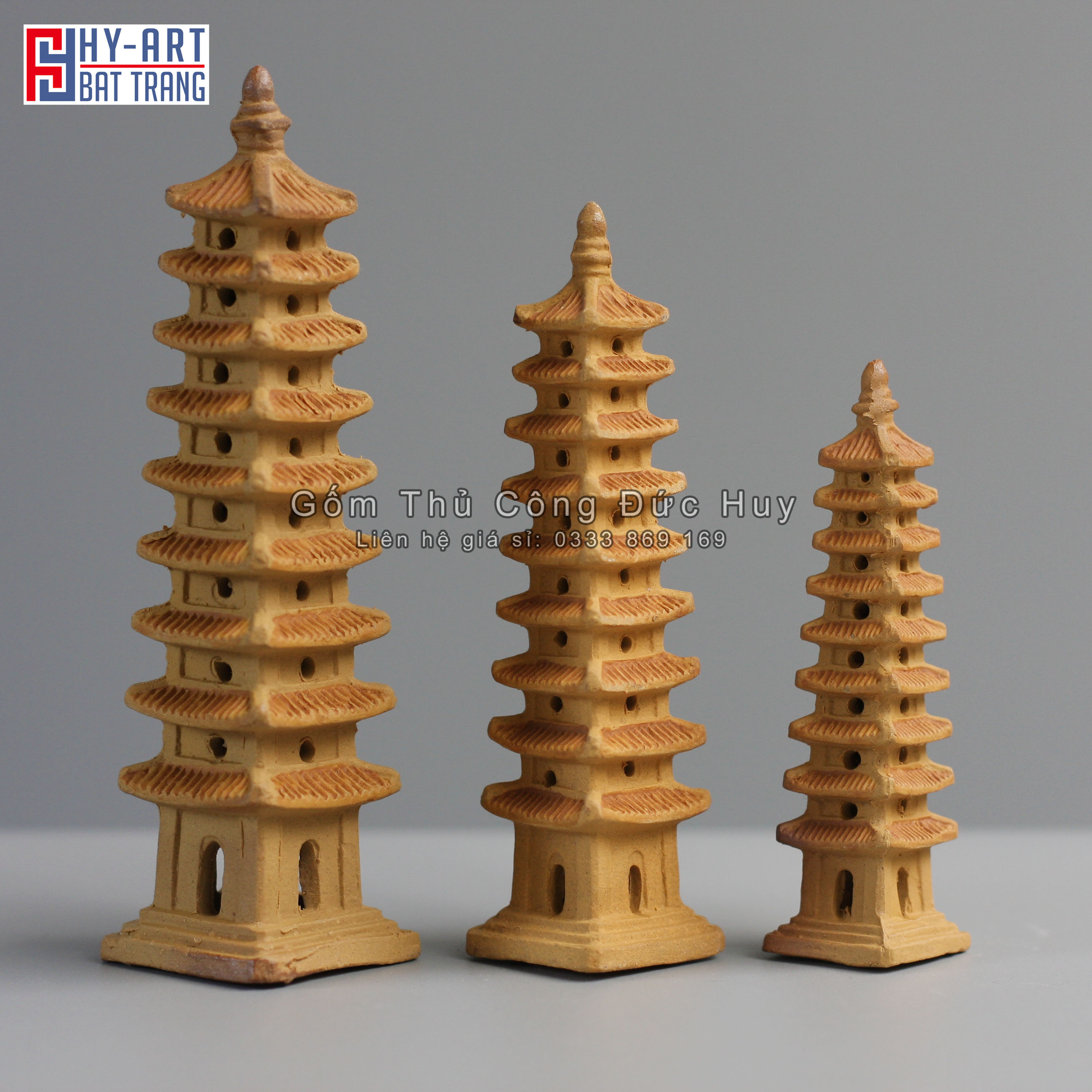 Mô hình Gốm Tháp Vuông Mini - Trang Trí Hòn Non Bộ - Tiểu Cản - Bể Cá