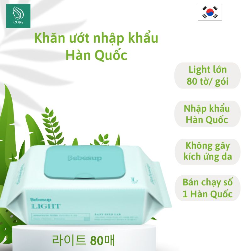 Khăn giấy ướt đa năng Hàn Quốc gói lớn 80 tờ- Light 80