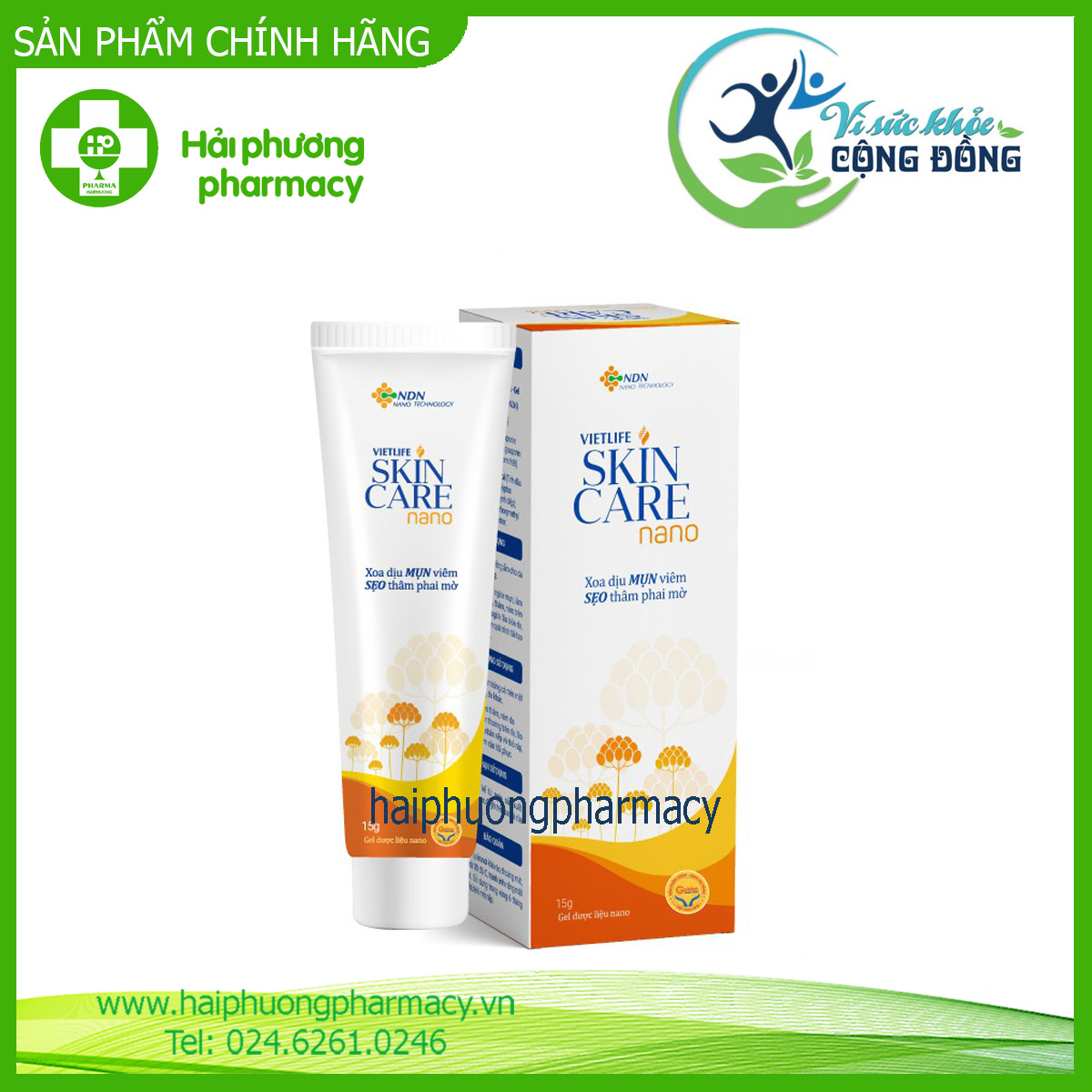 Bộ 5 Gel tinh chất dược liệu Nano kháng khuẩn, ngừa mụn, mờ thâm hiệu quả Vietlife Skincare Nano 15gr/tuýp