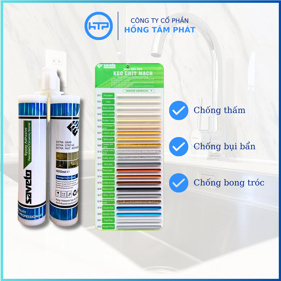 Keo chà ron Saveto Epoxy 400ml chống thấm, chống bụi dùng trong nhà