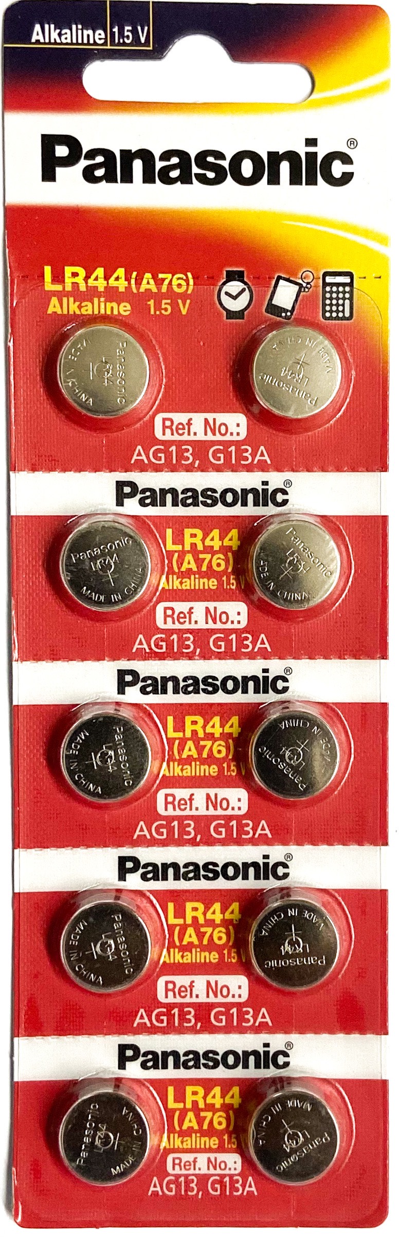 Vỉ 10 Viên Pin LR44 ( Pin A76 ) Panasonic 1,5 Volt