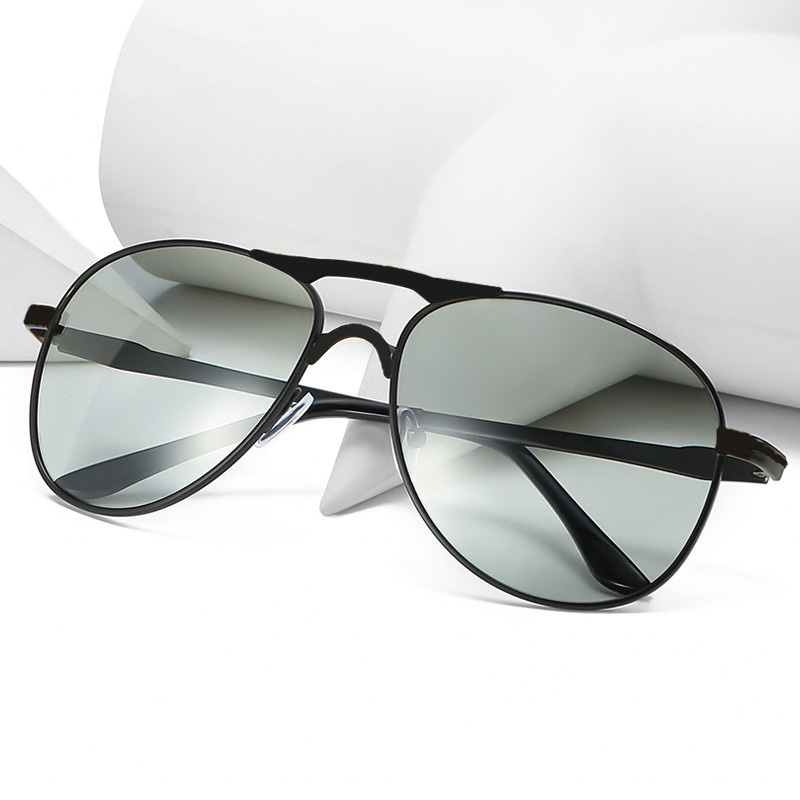 KÍNH ĐỔI MÀU NAM MẮT KÍNH PHÂN CỰC POLARIZED CHỐNG CHÓI GỌNG KIM LOẠI TẶNG HỘP DA KHĂN LAU