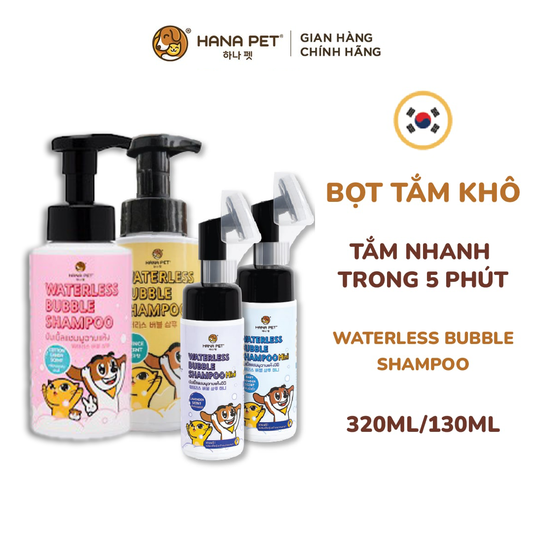 Bọt tắm khô dưỡng lông cho thú cưng Waterless Bubble Shampoo 130ml - Hana Pet Việt Nam
