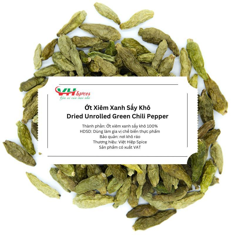 Ớt Xiêm Xanh Sấy Khô Không Cuống