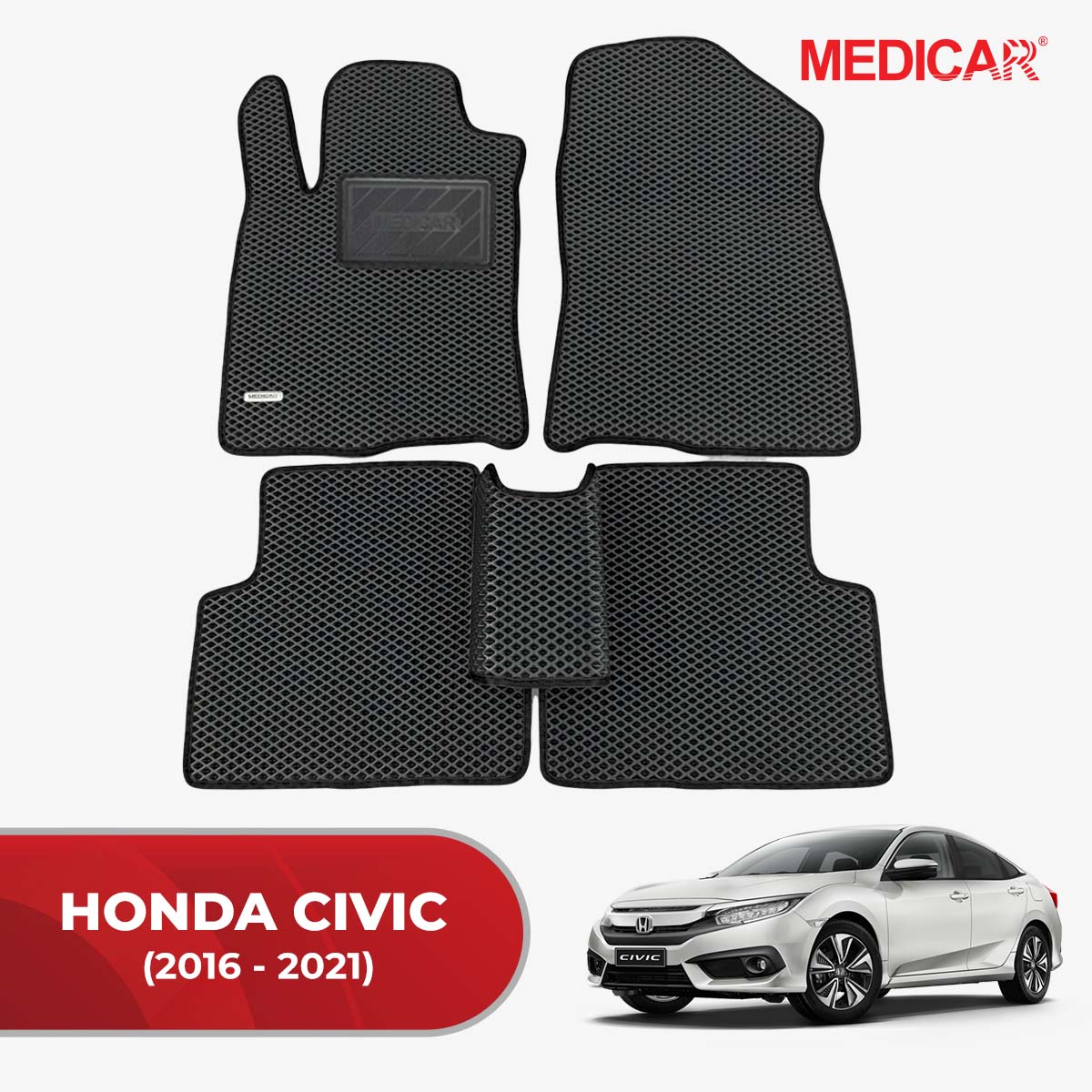 Thảm lót sàn ô tô Medicar cho xe Honda Civic- chống nước, không mùi