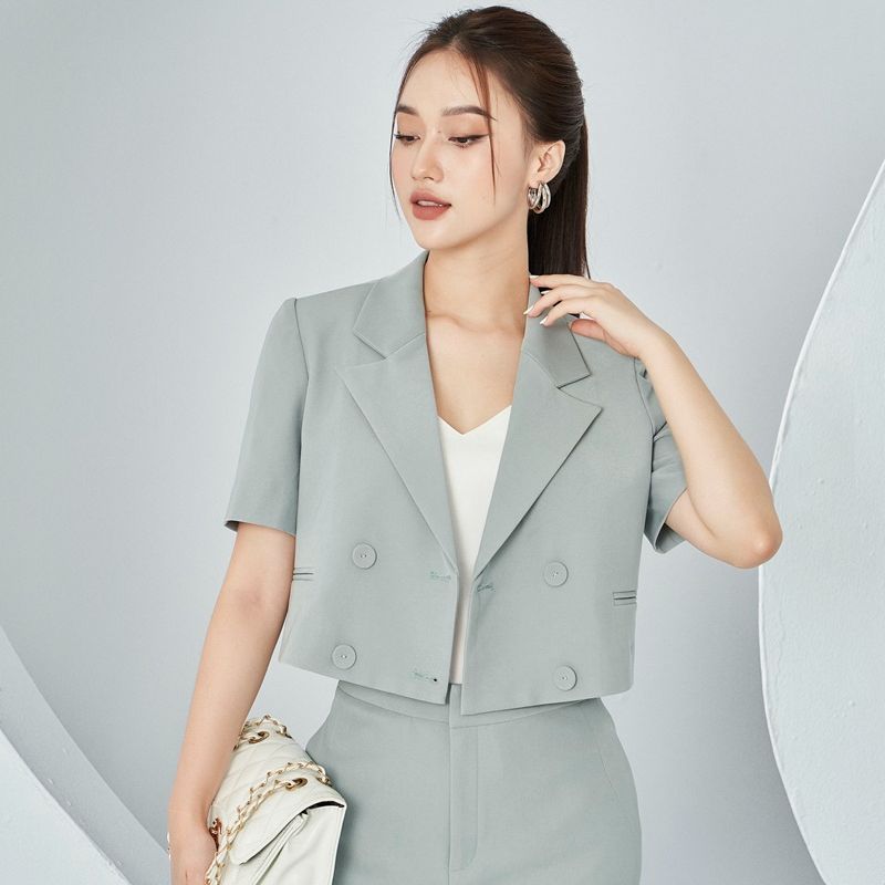 Áo vest cộc tay lửng 4 cúc by lemia design - 22av014
