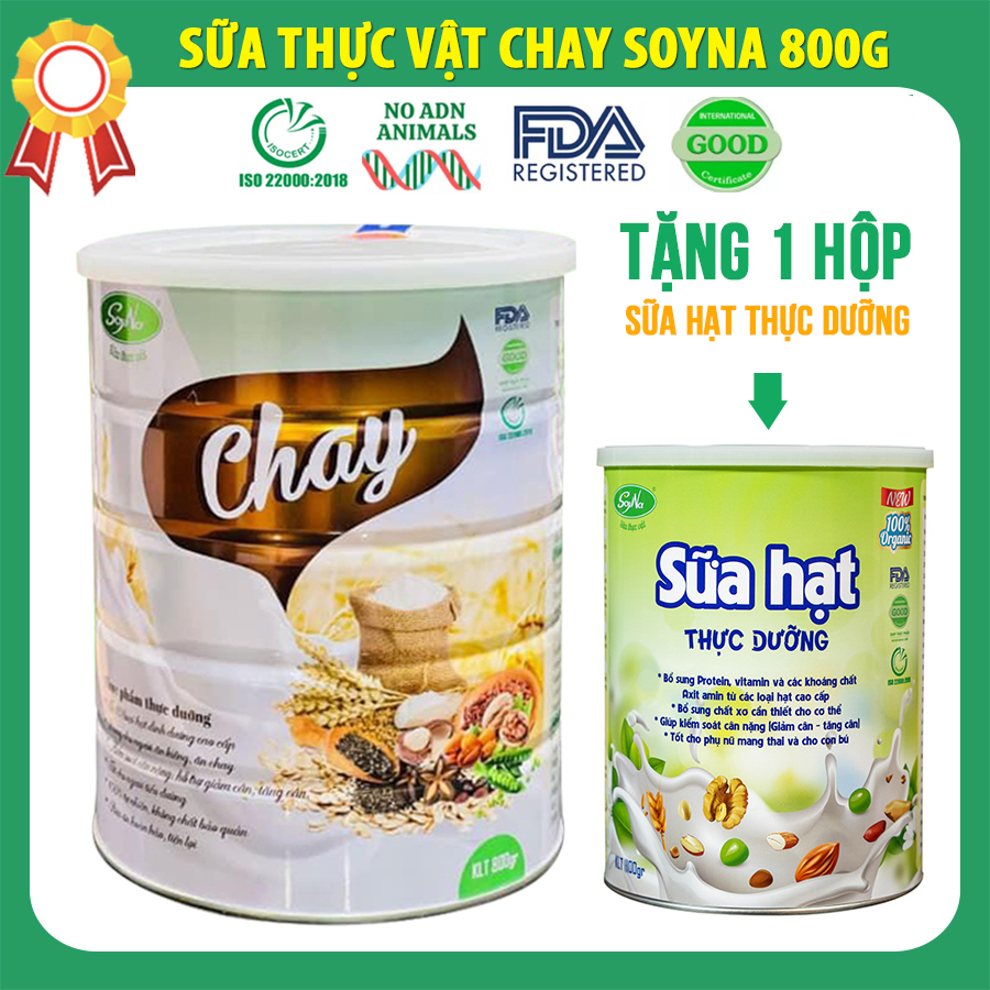 Sữa Chay Soyna 800gr tặng kèm 1 hộp Sữa Hạt Thực Dưỡng, sữa thuần chay được kết hợp từ 11 loại hạt cao cấp