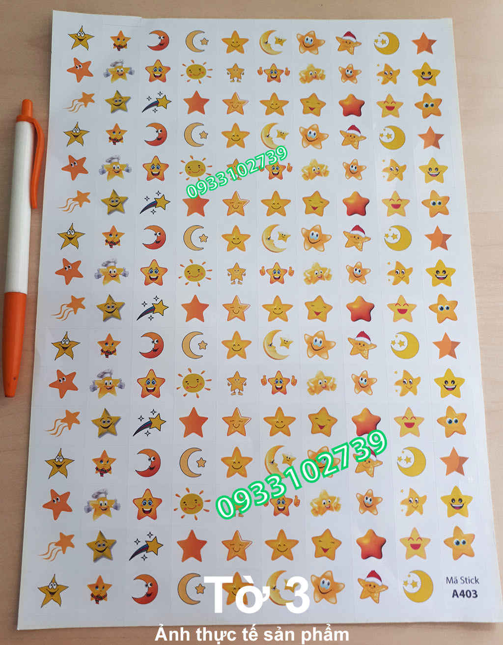 Sticker khen thưởng ngôi sao 7k/ tờ a4 - 159 stick - sp3
