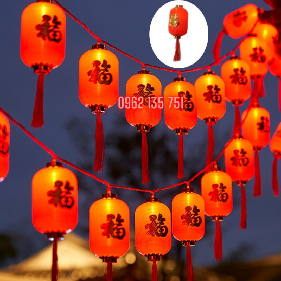 Dây led lồng đèn dạng dài trang trí lễ tết - 5m 16 trái
