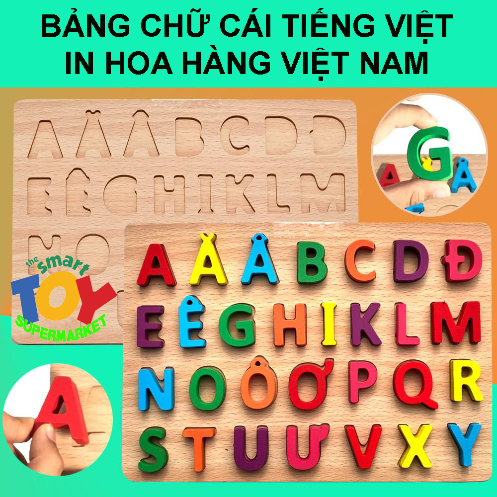 Bảng Ghép Chữ Cái Tiếng Việt In Hoa Và In Thường, Chữ To Sắc Nét, Màu Sắc Đẹp Bắt Mắt, Chất Liệu Gỗ An Toàn – Giúp Bé Làm Quen Với Những Chữ Cái Đầu Tiên