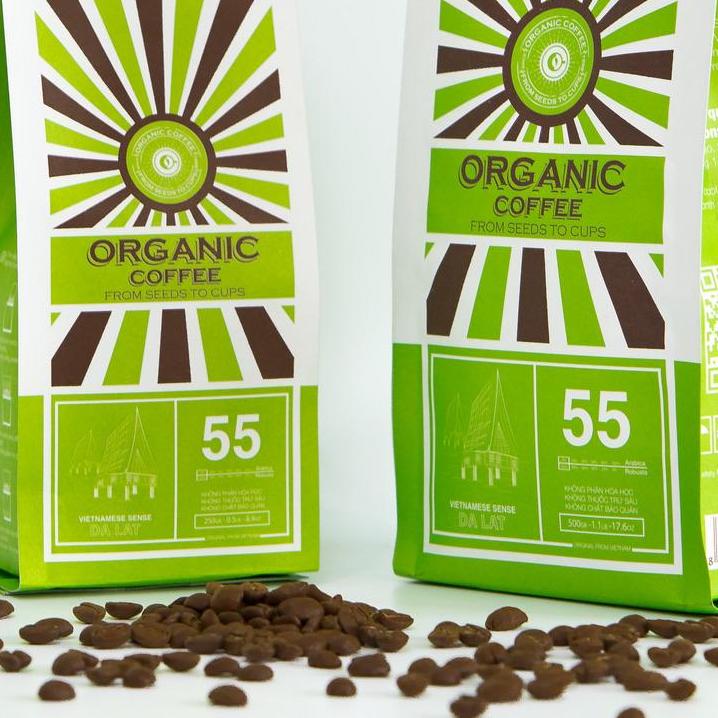 [HCM]Cà phê hữu cơ Đà Lạt 55 - Robusta 100% 500 gram