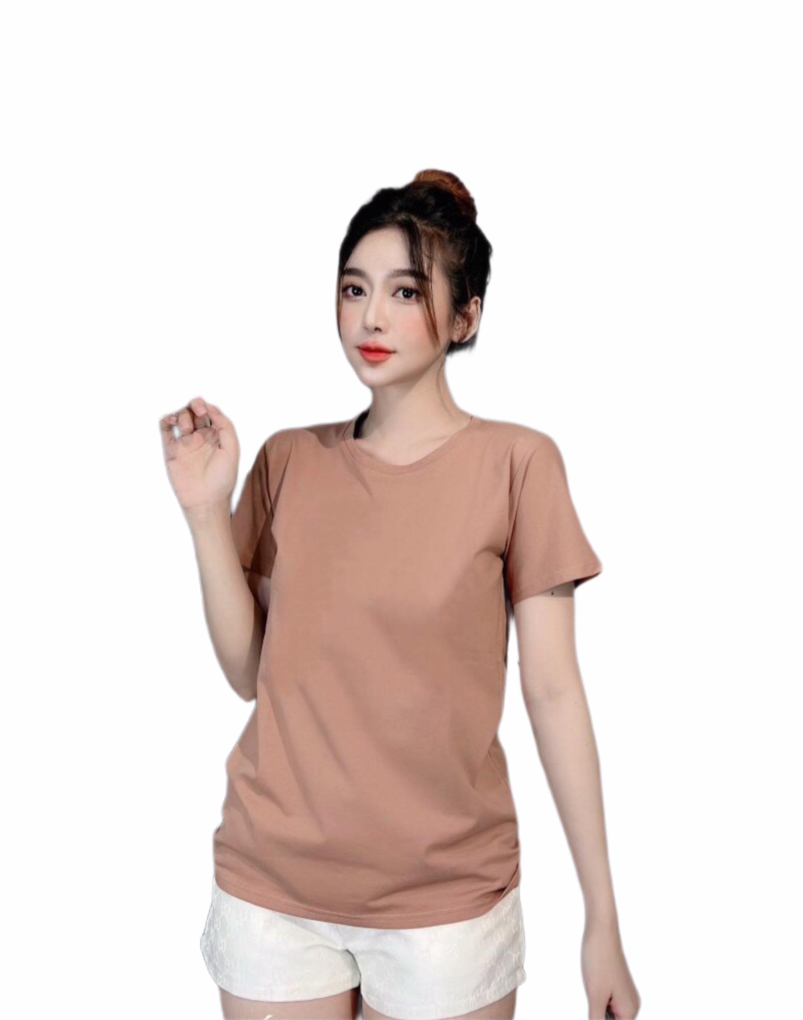 [HCM]Áo thun nữ trơn cổ tròn form rộng thun cotton 4 chiều từ 40 - 60kg ( ANU004 )