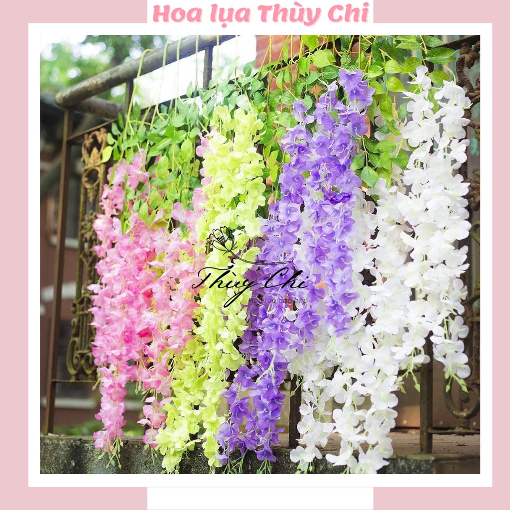 Giá sỉ 12 Cành Tử Đằng Giả Size lớn 110 Cm, hoa tử đằng trang trí quán cafe, nhà hàng - Shop hoa Thuỳ Chi