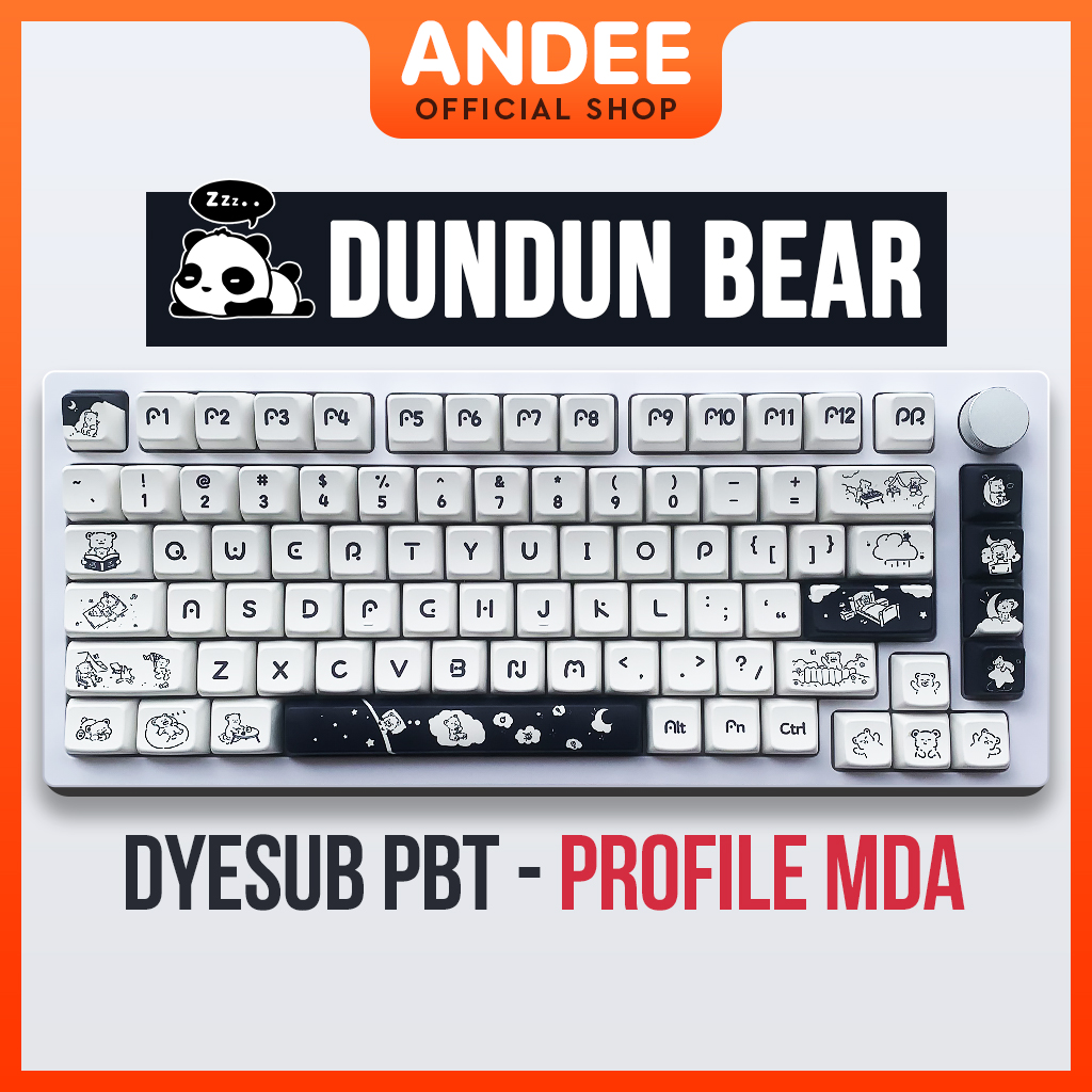 Keycap nút bàn phím Dundun Bear PBT Dyesub profile MDA dành cho bàn phím cơ