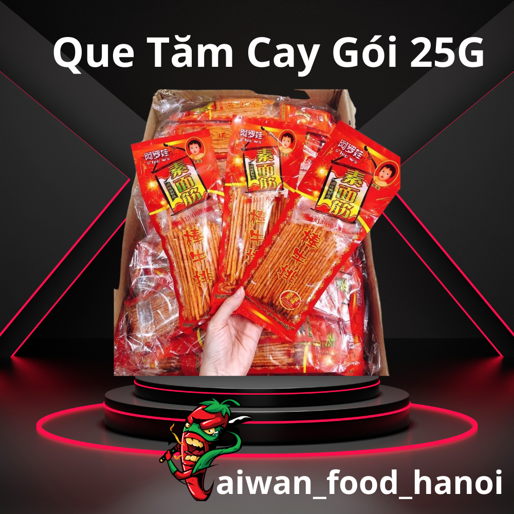 Que tăm cay - gà cay - bimbim cánh gà - thịt hổ ăn vặt tuổi thơ - bịch to 50 gói