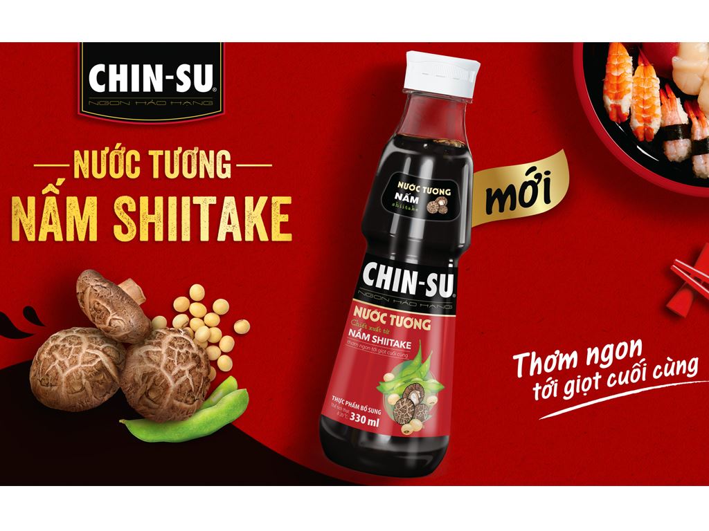 Nước tương Chinsu nấm Shiitake chai 330ml