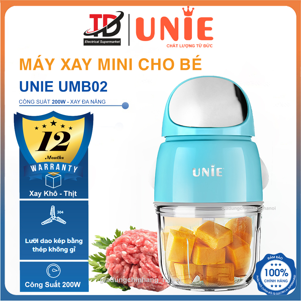  Máy Xay Mini Unie UMB02 Lưỡi Dao 6 Cánh Cối Thủy Tinh Cao Cấp Hàng Chính Hãng 